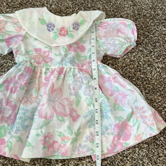 Vintage 80s Floral Easter Spring Collared Formal Baby Girl Dress - Picture 7 of 14